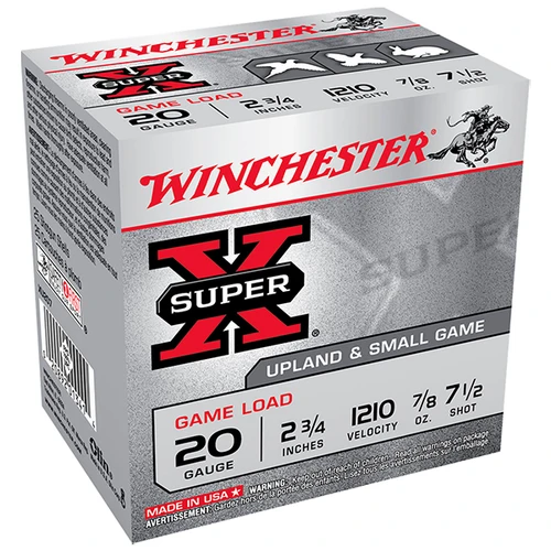 Winchester Super X Game Load Upland 20 Gauge Shotshell 25 Rounds 2.75in 7/8 oz  7.5 Birdshot 