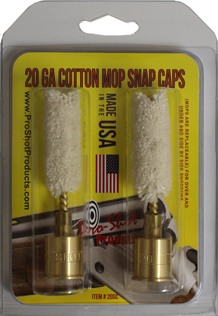 Pro-Shot 20 GA Cotton Mop Snap Caps | Shotgun Chamber Tool