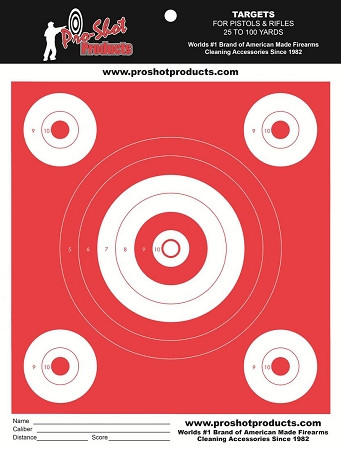 Pro-Shot 6in and 2in Bullseye Day Glo Orange Targets - 12 Sheets