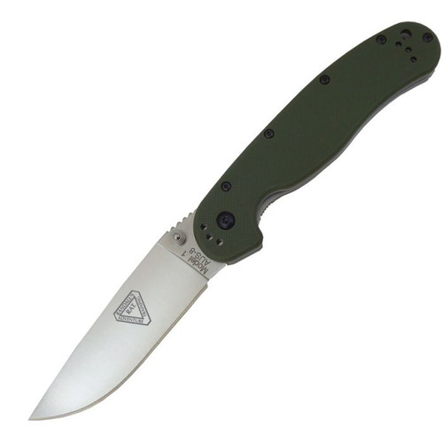 Ontario RAT I Foliage Green 3.62in Plain Satin Drop Point ON8848FG