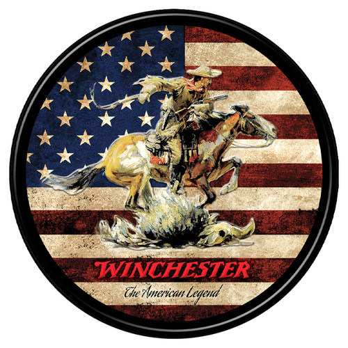 Winchester Flag Fully Embossed Steel Round Sign