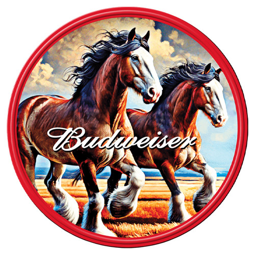 Budweiser Clydesdales Fully Embossed Round Steel Sign