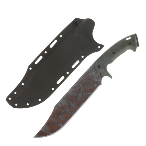 Work Tuff Gear Primal Fixed Blade Knife Apocalyptic K329/OD Green Gator Grip G-10 with OD Green Kydex Sheath AG-K329