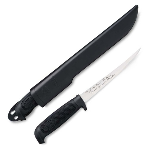 Marttiini Basic 6in Fillet Fixed Knife Black Textured Rubber Handle W/Sheath MN827010