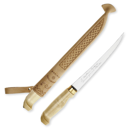 Marttiini Classic 12.25in Birch Handle Fillet Knife W/Leather Sheath MN630010