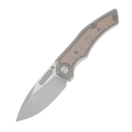 Griffin Scout F3 Folding Knife Belt Satin Magnacut/Light Stonewash Titanium with Natural Micarta Inlay GRIFFSF3BSLSNM