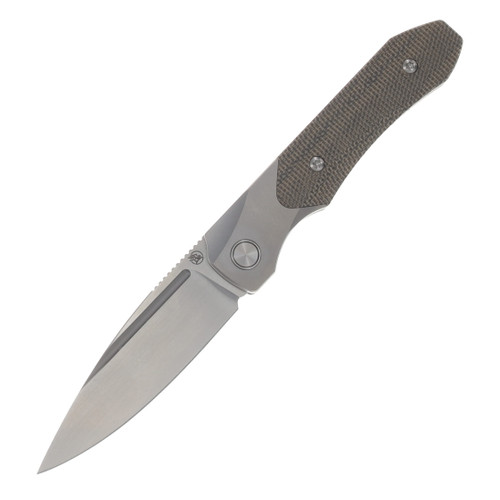 Griffin X Series 1946 Slipjoint Folding Knife Hand Rubbed Satin S90V/Light Stonewash Titanium with Olive Micarta Inlay GRIFF1946HRLSOM