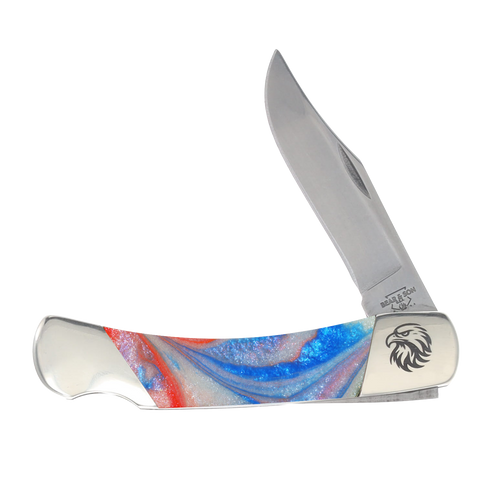 Bear & Son SMKW Exclusive Star-Spangled Firecracker Glow in the Dark and UV Reflective Lockback Folding Knife SSF05