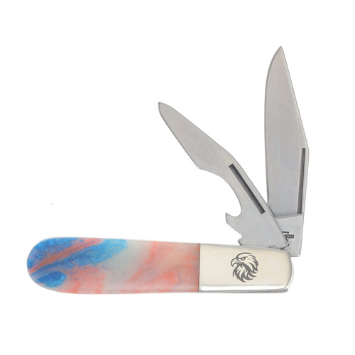 Bear & Son SMKW Exclusive Star-Spangled Firecracker Glow in the Dark and UV Reflective Beer Tender Folding Knife SSF281BO