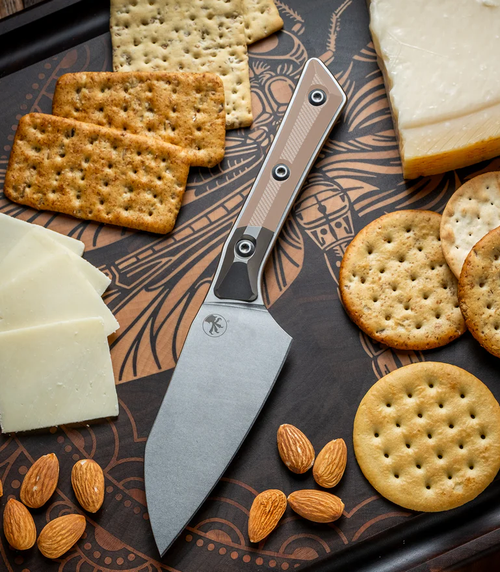 Microtech 4.2" Santoku Knife Stonewash/Coyote Tan G-10 with Titanium Bolsters MT3300B10CE