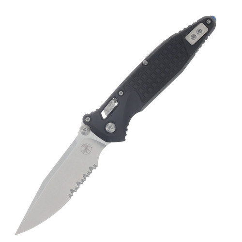 Microtech SOCOM RAM-LOK Folding Knife Partially Serrated Stonewash S/E Frag Patterned Black MT160RL11FR