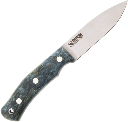 Casstrom No 10 Forest Fixed Knife Blue Curly Birch Satin Flat 14C28N W/Sheath