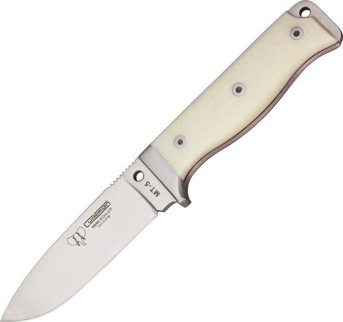 Cudeman MT5 Survival Fixed Knife White Micarta W/Red Liners N695 Drop Point CUD120B