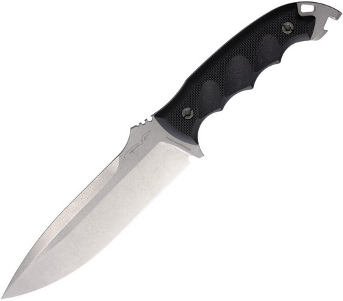 DPX Gear Hest 6 Milspec Fixed Black Finger Grooved G-10 Stonewash S35VN Blade DPXHSX060