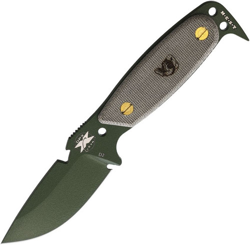 DPX Gear Hest Original Fixed Green Canvas Micarta OD Green Powder Coated D2 Blade
