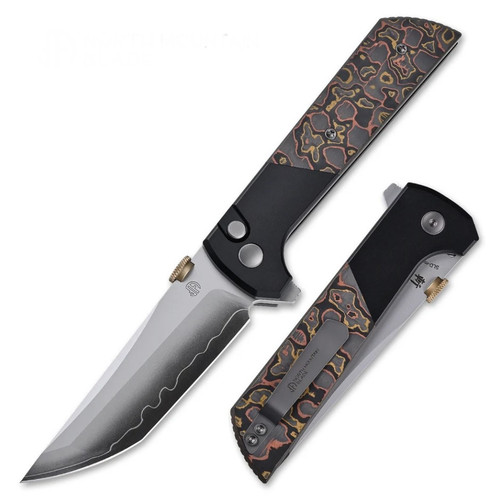 North Mountain Blade Chop 2 Button Lock Folder Aluminum W/Copper CF Inlay San Mai NMB2407CUCF