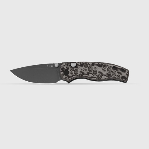 Kizer Glaux Folding Knife PVD Stonewash 14C28N/Black Vortex Pattern Micarta V3801A2