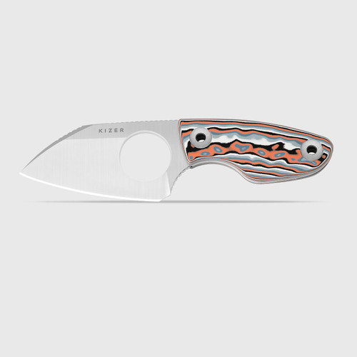Kizer Nightjar Fixed Blade Knife Satin AUS-10/Multi Colored Vortex Pattern Micarta 1114A3