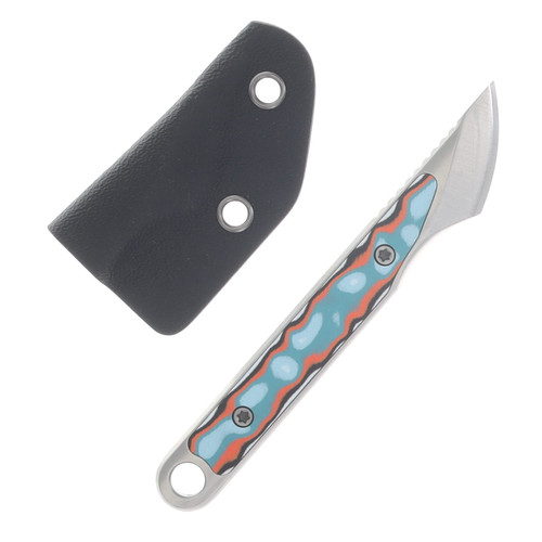 Kizer Cannoli Fixed Blade Knife Satin AUS-10/Multi Color Vortex Pattern Micarta 1089A1