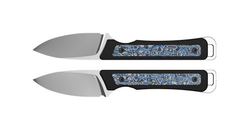 Kizer Whiskey Jack Fixed Blade Knife Satin AEB-L/Black, Blue & White Vortex Pattern Micarta 1108A6