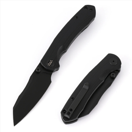Wixco Axor Folding Knife Black PVD Modified Sheepsfoot14C28N Blade Black G10 Handle