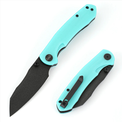 Wixco Axor Folding Knife Black Texture Painted 14C28N Blade Blue G10 Handle