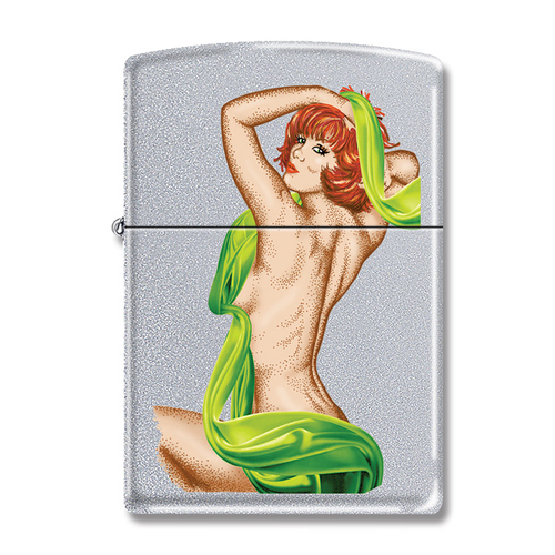 Zippo Street Chrome Emerald Red Pinup Lighter