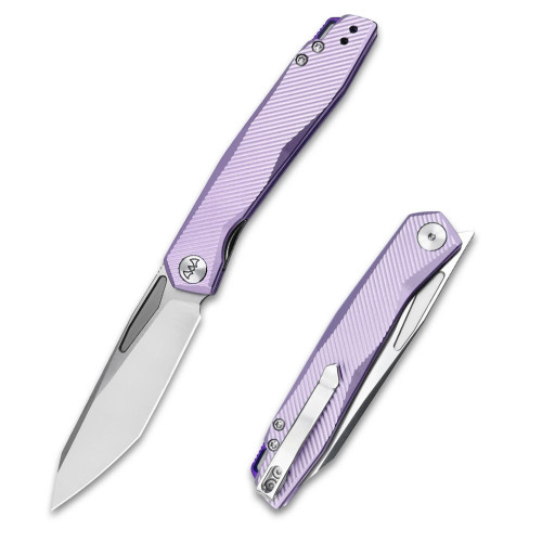 Wixco Fenix Linerlock Folding Knife Stonewash N690/Purple Aluminum