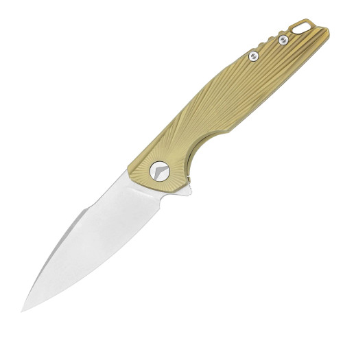 Ferramonster Aurora Rays Folder Stonewash M390 Blade Gold Titanium Handle