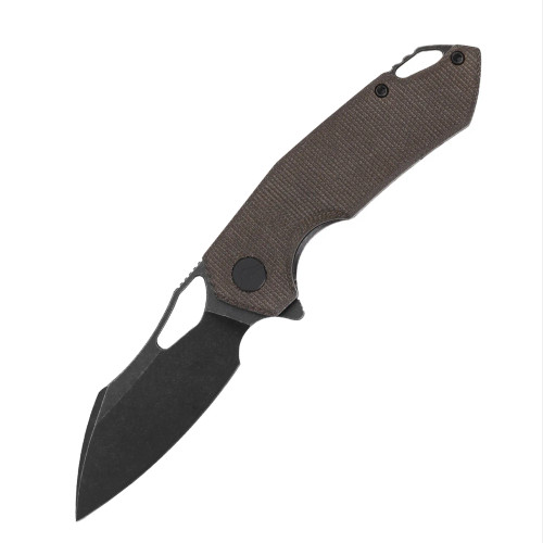 Ferramonster Glideman Folder Black STN WSH 154CM Blade OD Green Canvas Micarta Handle