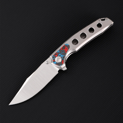 Ferramonster Valken Folder Belt Satin M390 Blade TI W/Nebula FatCarbon Fiber Inlay Handle FM23005 - A