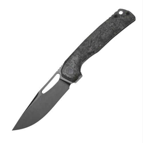 Ferramonster Ferrox Folder Black STN WSH M390 Blade Dark Matter Green FatCabon Fiber-TI Handle
