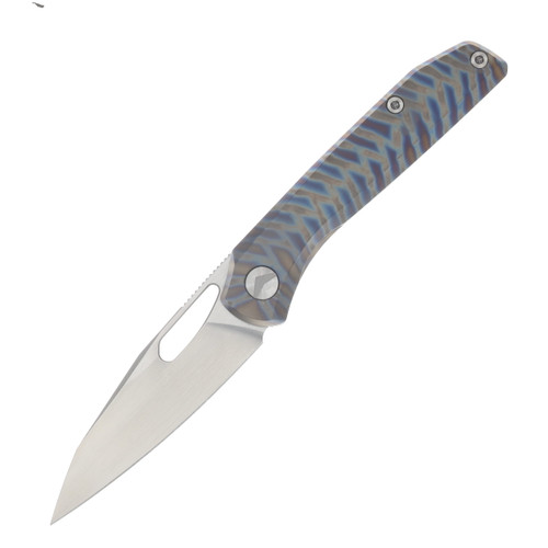Ferramonster Xandros Folder Hand Rubbed Satin S90V Blade Tiger Stripe Pattern Flamed TI HandleFM23007-C