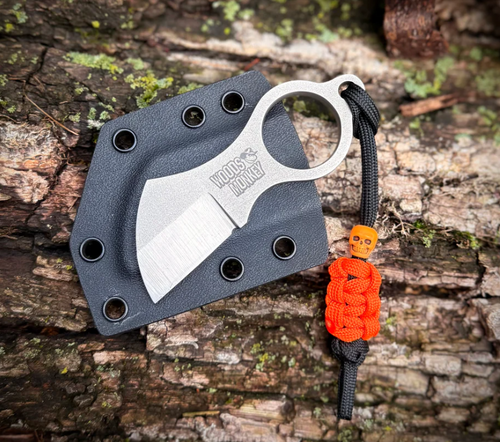 Woods Monkey Batwing Fixed Blade Magnacut Neck Knife with Black Kydex Sheath BATWINGB