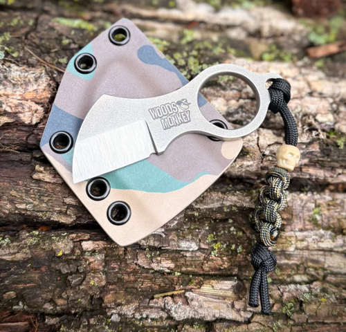Woods Monkey Batwing Fixed Blade Neck Knife with Camo Kydex Sheath BATWINGWC
