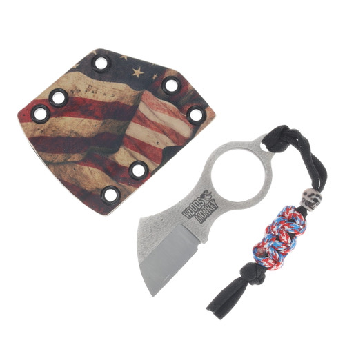 Woods Monkey Batwing Fixed Blade Neck Knife with US Flag Kydex Sheath BATWINGUSFLAG