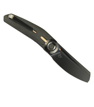 Reate VK-CLU Folder Frosted Satin W/Blk DLC Elmax Blade TI Blk DLC Handle Zirconium Polish Clip REVK-CLU2