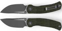 Kizer Pioneer Folder Green Micarta Handle STN WSH and Flat Brushed Gray PVD 14C28N Blade ZX-FK03M4