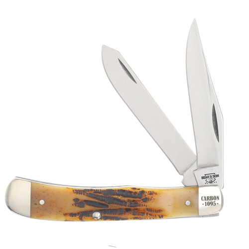 Bear & Son SMKW Exclusive Large Trapper Folder Orange Sunset Bone 1095 Blade COSB54 