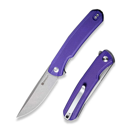 SENCUT Scitus Purple 3.47 Inch Plain Gray Stonewash Straight Back S21042-2