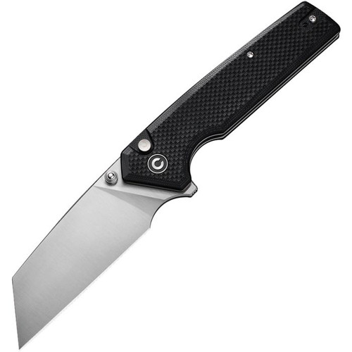CIVIVI Amirite Button Lock Folding Knife Satin Nitro V/Black Coarse G-10 C23028-2