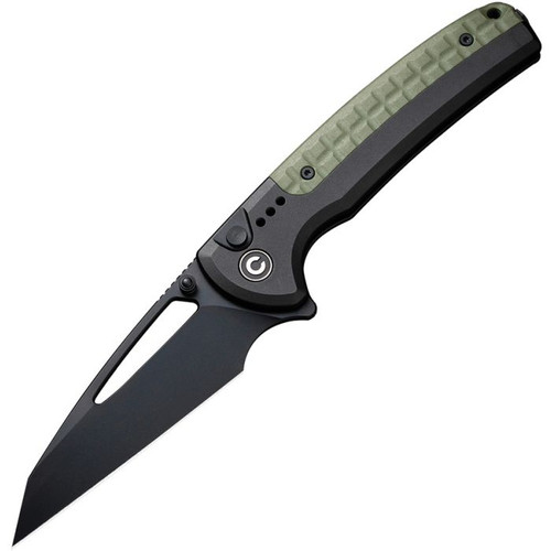 CIVIVI Sentinel Strike Button Lock Folding Knife Black Reverse Tanto/Green & Black