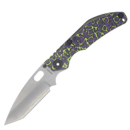North Mountain Blade BBNM Framelock Folder Bowie Blade Purple-Yellow Ceramic CF NMB2522PRGR