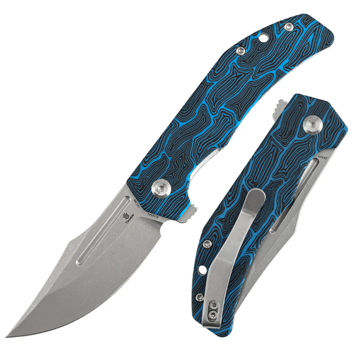 Tenable Orion Linerlock Folding Knife Stonewash 14C28N/Blue Topo G-Mascus B1089A1