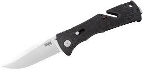 SOG Trident Assisted Opening Folder Black GRN Handle AUS-8 Satin Clip Point Blade