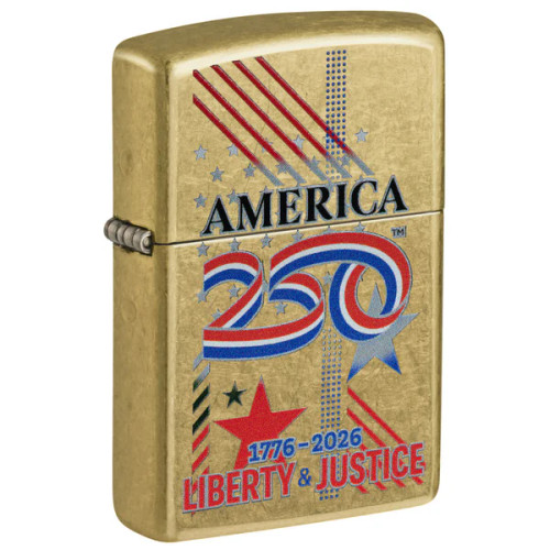 Zippo Lighter America 250th Ann. Liberty and Justice Design- Street Brass