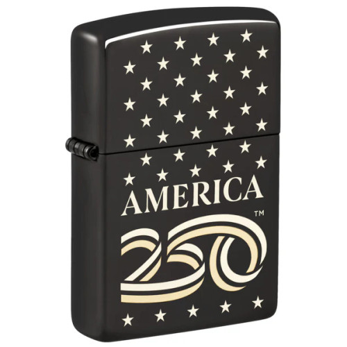 Zippo Lighter America 250th Ann. Stars Design- High Polish Black