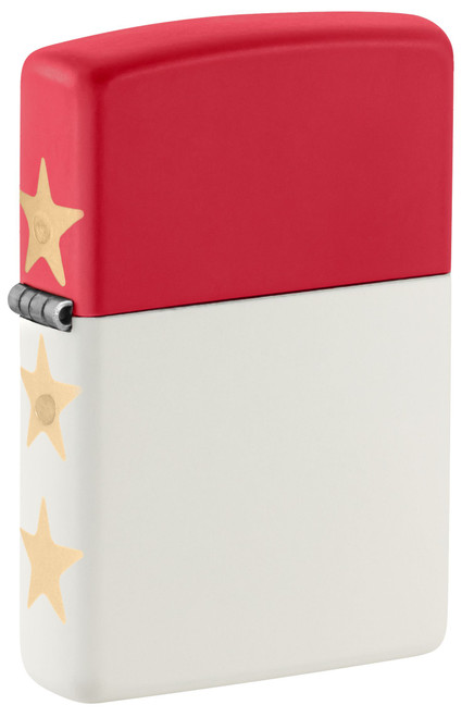 Zippo Lighter America 250th Ann. Red Top Blue Chimney White Bottom Gold Stars