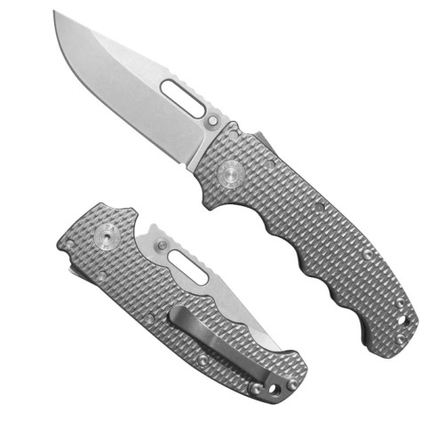 Demko Knives AD20 Slim Folding Knife Magnacut Clip Point FG1 Textured TI AD20SLIM-FG1-MC-CLIP-TITANIUM-TEXTURE