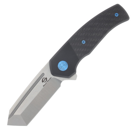 Beans Blades Mini Warrior Folder Carbon Fiber Black Twill Handle Satin M390 Blade BBWARRIORMCFBT